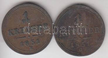 Ausztria / magyar verdejel 1851B 1Kr + 1851G 1Kr T:2-,3