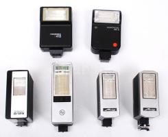 6db vaku: Hanimex X 418, Agfatronic 240B, 2db Metz Megablitz 117, Elgawa B125, Loewe Opta Optatron 530C /  Flash lamps