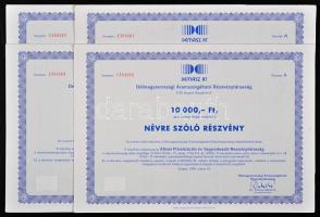 Szeged 1996. DÉMÁSZ RT. 10.000Ft névértékű névre szóló részvény szelvényekkel (4x) T:II