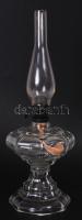 Nagyméretű, üveg petróleumlámpa burával /  Large glass oil lamp with shade, 50cm