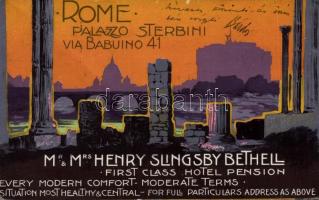 Rome Palazzo Sterbini, hotel of Henry Slingsby Bethell, advertisement (fa)