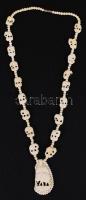 Elefánt(?) csont nyaklánc (a medál sérült) / Ebony necklace (pendant damaged), 60cm