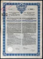 1914. Budapest Székesfőváros 4 1/2%-os Kötelezvény 2400K-ról szelvényekkel (4x) felülbélyegzésekkel