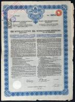 1914. Budapest Székesfőváros 4 1/2%-os Kötelezvény 2400K-ról szelvényekkel (4x) felülbélyegzésekkel