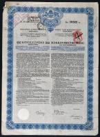 1914. Budapest Székesfőváros 4 1/2%-os Kötelezvény 2400K-ról szelvényekkel (4x) felülbélyegzésekkel