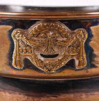 Art-deco fedeles kaviár? tartó, eredeti üvegbetéttel, jó állapotban, m:19 cm