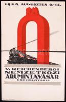 1924 Reichenbergi árumintavásár litho reklám plakát (szétszakadt) / Reichenberg fair litho poster 23x36 cm