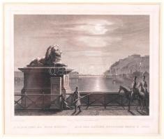 cca 1850 Ludwig Rohbock (1820-1883) - G.M Kurz: A hídon Pest és Buda között. Druck & Verlag v. G...