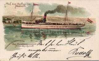 SS Liburnia, cruise ship, Hungarian Croatian ship company litho (EK)