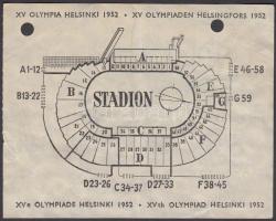 1952 Finnország, Az Aranycsapat legnagyobb trófeájának a Helsinki XV. Olimpiai döntőnek belépőjegye ...