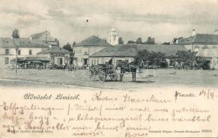 Léva, Piactér, Amstetter Imre kereskedése / market place, shop