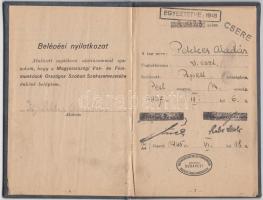 Magyarországi Vas- és Fémmunkások Országos Szabad Szakszervezete tagsági igazolvány, bélyegekkel