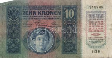 1904. 10K magyar felülbélyegzéssel + 1915. 10K (2x) egyik magyar felülbélyegzéssel T:III,III-