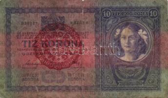 1904. 10K magyar felülbélyegzéssel + 1915. 10K (2x) egyik magyar felülbélyegzéssel T:III,III-