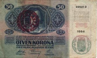 1912. 100K (2x) + 1913. 20K (2x) + 1914. 50K (2x) (magyar felülbélyegzettek is) T:I-III