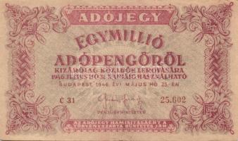 1946. 1.000.000AP (7x) klf színváltozatok, fordított címeres darabok is T:II-III