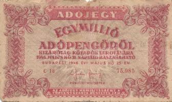 1946. 1.000.000AP (7x) klf színváltozatok, fordított címeres darabok is T:II-III