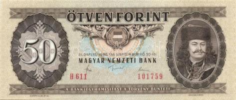 1980. 50Ft (2x) "H" és "D" sorozat T:I kissé hullámos