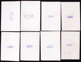 1945 Tiszavölgyi József 8db fotólapja a II. világháború vasúti pusztításáról, hátoldalán mindegyik p...