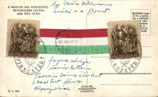 Léva, bevonulás / entry of the Hungarian troops, So. Stpl (nemzeti szalag a hátoldalon)