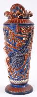 Szecessziós kerámia váza, jelzett(G v.St), kézzel festett, apró lepattanás, m:35 cm / Ceramics seces...