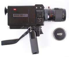 Elmo 1012s-xl super 8-as filmefelvevő kamera teljes felszereltséggel, töltővel, tartozékokkal fém bőröndben /  Super 8mm camera with full accesories