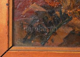 Olvashatatlan jelzéssel: Tyúkudvar. Olaj, karton, antik keretben 66×80 cm