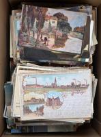 Vegyes régi képeslap tétel: városképek, motívumok, üdvözlők kb 1.200 lap / Mixed old postcard lot: t...