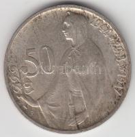 Csehszlovákia 1947. 50K Ag "Szlovák felkelés" T:2 Czechoslovakia 1947. 50 Korun Ag "Slovak uprising" C:XF