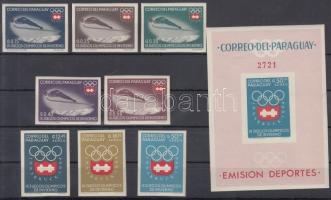 Winter Olympics, Innsbruck imperforated set+imperforated block, Téli olimpia, Innsbruck vágott sor + vágott blokk