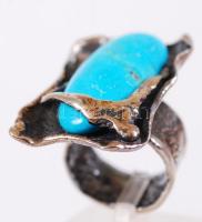 Egyedi készítésű ezüst  gyűrű, türkiz kővel, dobozában / Costum made silver ring with turquoise ston...