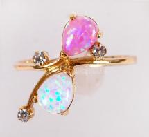 Női 14K arany (Au) gyűrű opál kővel, díszdobozban / Women's gold ring with opal stone size 56, ...