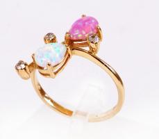 Női 14K arany (Au) gyűrű opál kővel, díszdobozban / Women's gold ring with opal stone size 56, ...