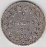 Franciaország 1845BB 5Fr Ag I. Lajos Fülöp Strasbourg T:2-,3 France 1845BB 5 Francs Ag Louis Philippe I Strasbourg C:VF,F