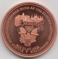 Bozó Gyula (1913-2004) 1989. "George Bush látogatása Magyarországon" fényes Br emlékérem (...