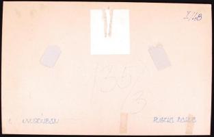 Cca 1970 Ruszka Barna: Nyugdíjban. Kasírozva, belefestve, 24x38 cm