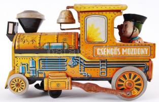 Lemezárugyári csengős mozdony, elemes, nem működik,  / Locomotive made of metal plates with batterie...