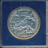 Bognár György (1944-) 1988. "MÉE Nógrád megyei szervezete / Nógrád vára - Báró Pálffy Miklós" Ag (0.835) emlékérem (42,5mm/36.2g) T:1 eredeti sérült plasztiktokban