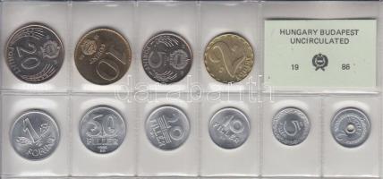 1986. 2f-20Ft 10db klf érmés forgalmi sor fóliatokban T:1