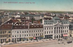 Arad, József fhg. út, Takarékpénztár, Victoria Takarék és Hitelintézet, Kiss András üzlete / savings bank, shop, street (EK)