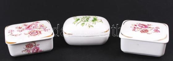 Hollóházi bonbonier, jelzett, matricás, hibátlan, összesen: 3db