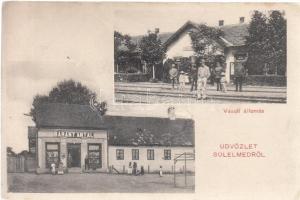 Sülelmed, vasútállomás, Barany Antal üzlete / railway station, shop