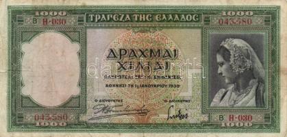 Görögország 1939. 1000Dr T:III Greece 1939. 1000 Drachmai C:F