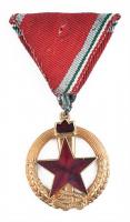1956. Tűzrendészeti Érem arany fokozata, zománcozott és aranyozott Br kitüntetés mellszalaggal T:2 (mozgó csillag)