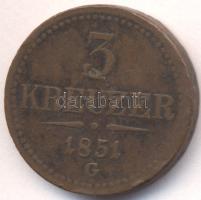 Ausztria / magyar verdejel 1851G 3Kr T:3