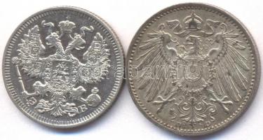 Német Birodalom / Császárság 1915D 1M Ag + Cári Oroszország 1909. 20k Ag T:2
Germany / Empire 1915D ...