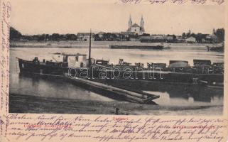 1899 Komárom Danube riverside with ship