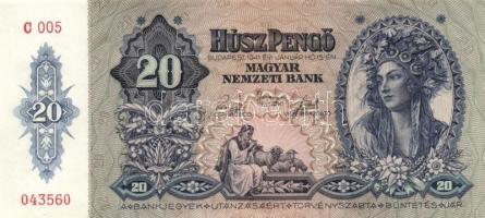 1941. 20P "005" (3x) egymás utáni sorszámmal! T:I