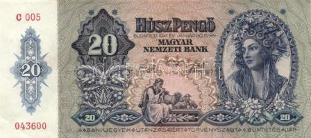 1941. 20P "005" (3x) egymás utáni sorszámmal! T:I