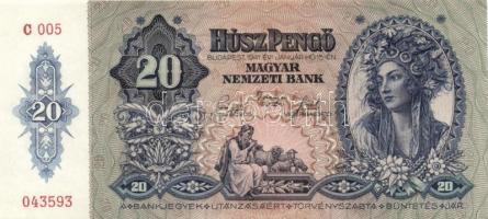 1941. 20P "005" (3x) egymás utáni sorszámmal! T:I